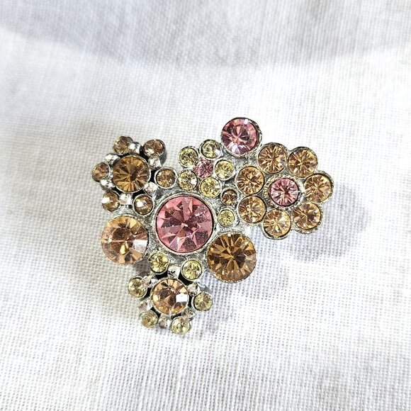 Pilgrim Pink Floral Crystal Brooch - Picture 1 of 4